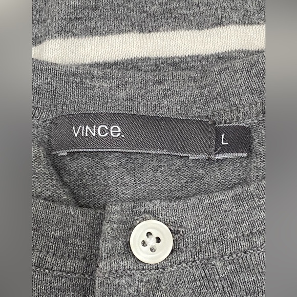 Vince Cotton Henley Long Sleeve Sweater Ivory/ Heathered Grey size L - Picture 8 of 10